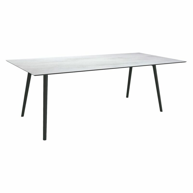 Stern "Interno" Gartentisch, Gestell Alu schwarz matt, Rundrohr, Tischplatte HPL Zement hell, 220x100 cm