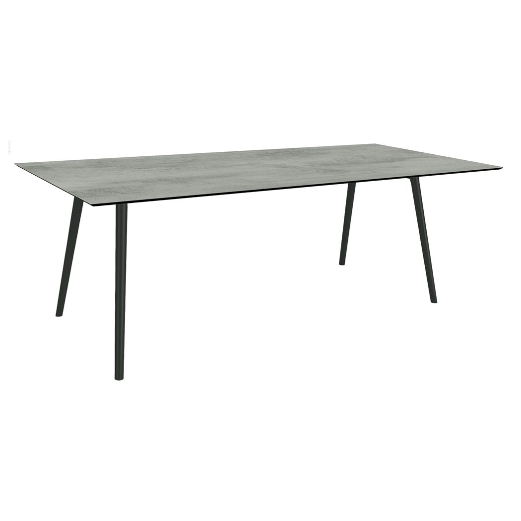 Stern "Interno" Gartentisch, Gestell Alu schwarz matt, Rundrohr, Tischplatte HPL Zement, 220x100 cm