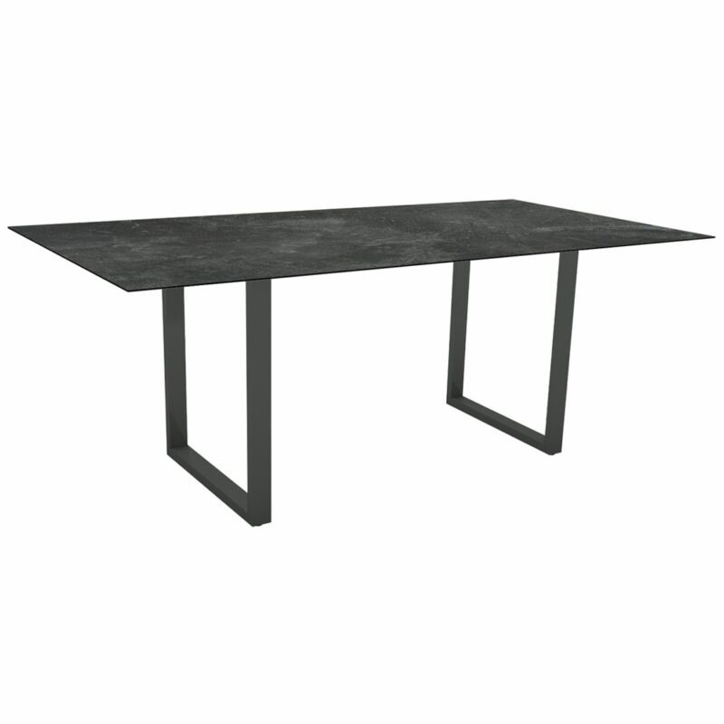 Stern Kufentisch, Gestell anthrazit, Tischplatte HPL Slate, Tischgröße: 200x100 cm