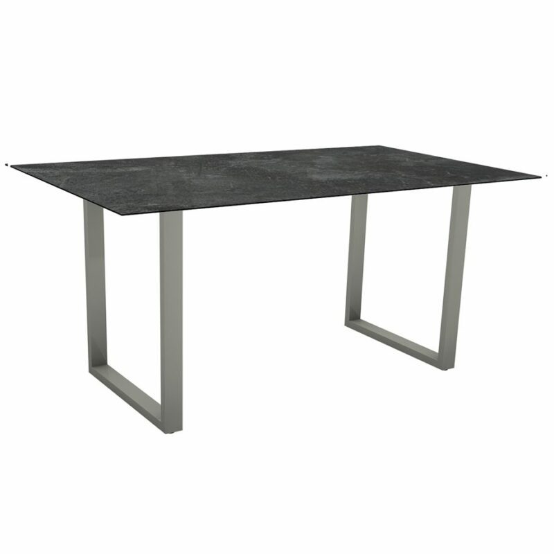 Stern Kufentisch, Gestell graphit, Tischplatte HPL Slate, Tischgröße: 160x90 cm