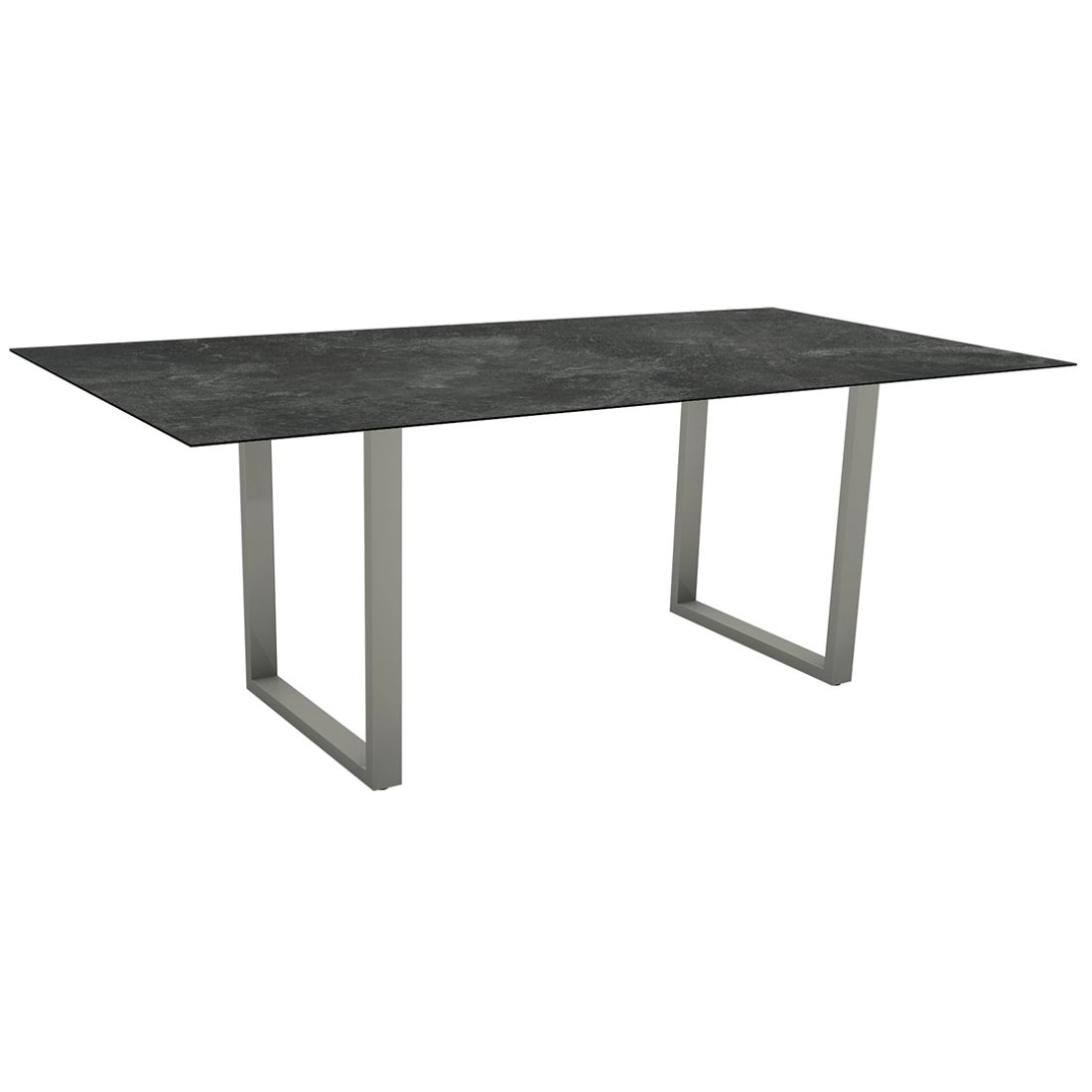 Stern Kufentisch, Gestell graphit, Tischplatte HPL Slate, Tischgröße: 200x100 cm