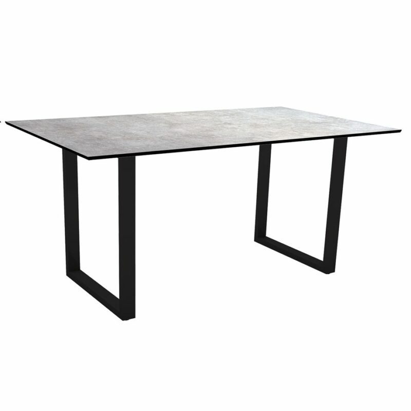 Stern Kufentisch, Gestell schwarz matt, Tischplatte HPL Metallic Grau, Tischgröße: 160x90 cm