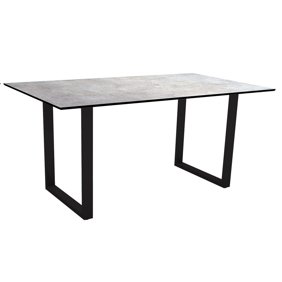 Stern Kufentisch, Gestell schwarz matt, Tischplatte HPL Metallic Grau, Tischgröße: 160x90 cm