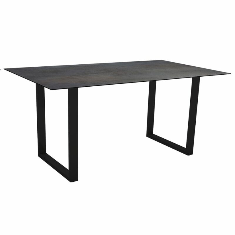 Stern Kufentisch, Gestell schwarz matt, Tischplatte HPL Nitro, Tischgröße: 160x90 cm