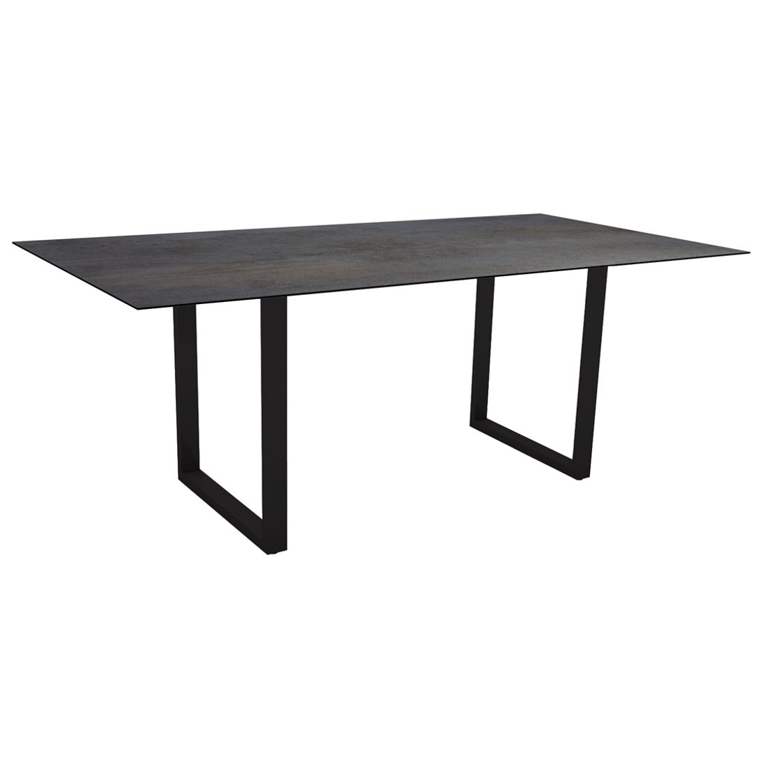 Stern Kufentisch, Gestell schwarz matt, Tischplatte HPL Nitro, Tischgröße: 200x100 cm