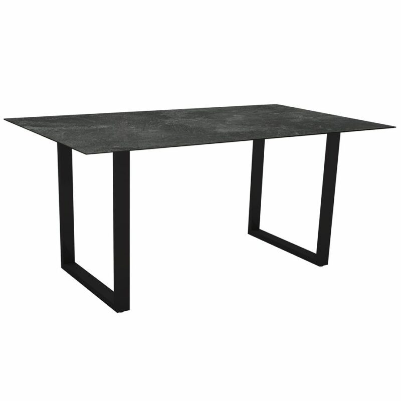 Stern Kufentisch, Gestell schwarz matt, Tischplatte HPL Slate, Tischgröße: 160x90 cm