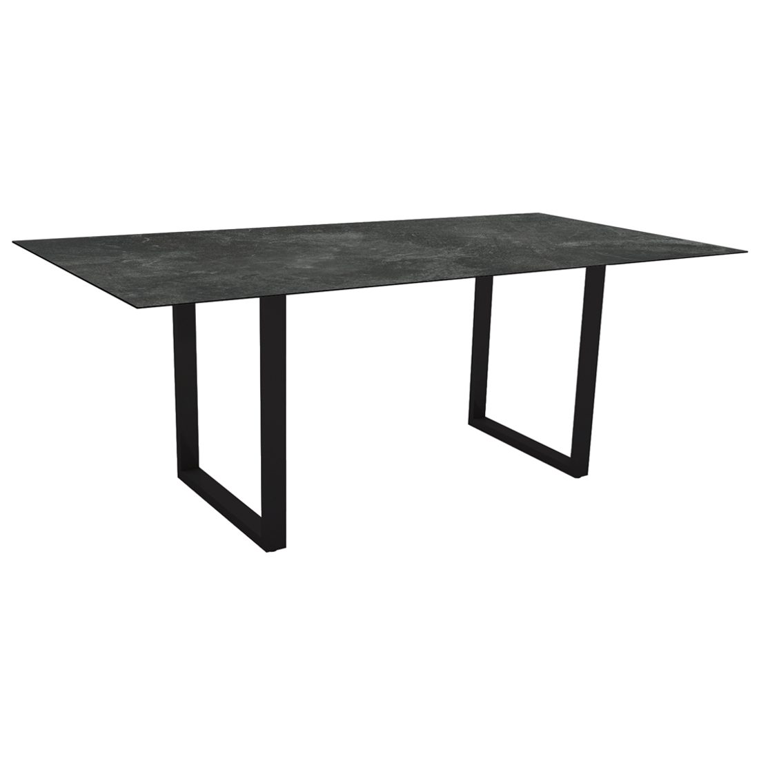 Stern Kufentisch, Gestell schwarz matt, Tischplatte HPL Slate, Tischgröße: 200x100 cm
