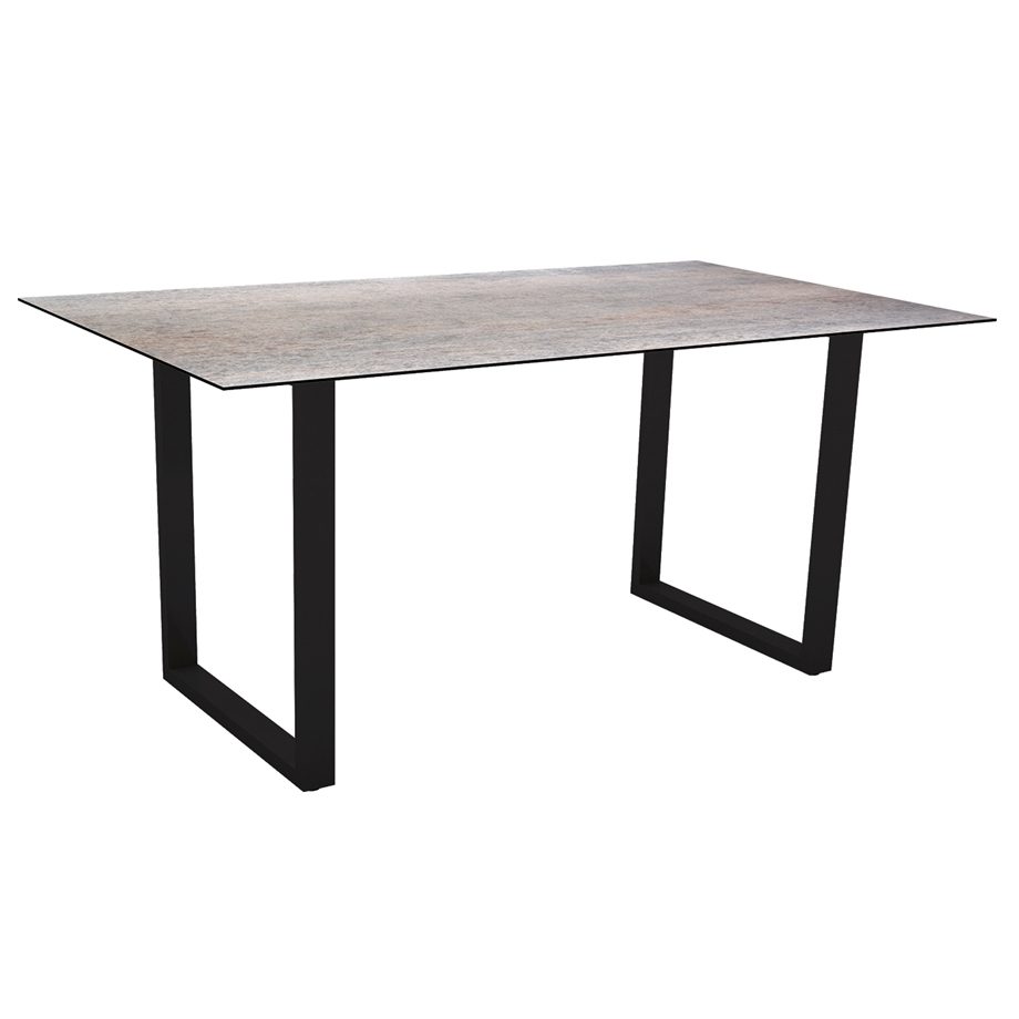 Stern Kufentisch, Gestell schwarz matt, Tischplatte HPL Smoky, Tischgröße: 160x90 cm