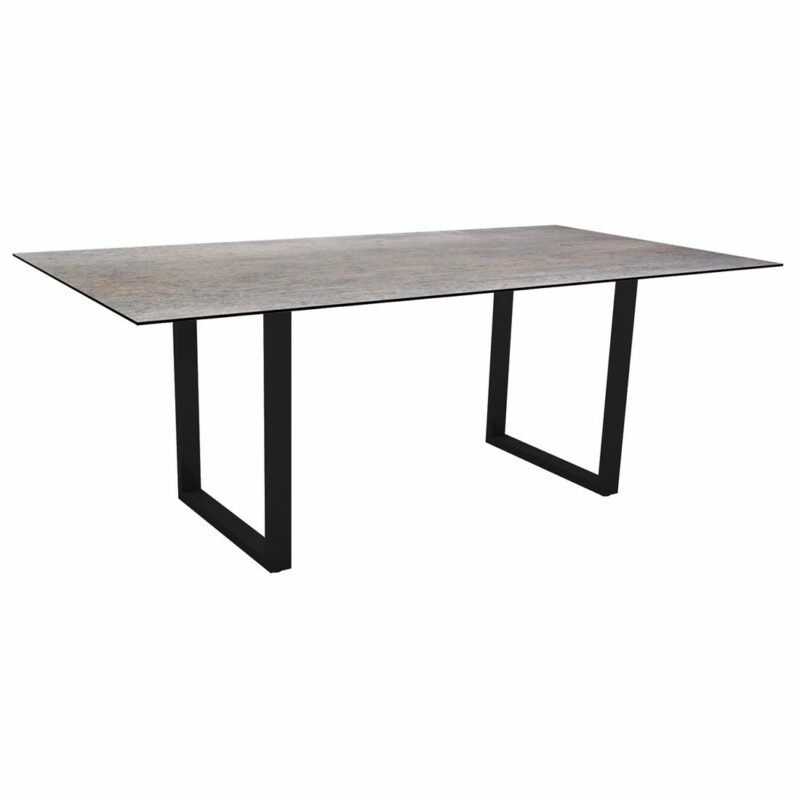 Stern Kufentisch, Gestell schwarz matt, Tischplatte HPL Smoky, Tischgröße: 200x100 cm