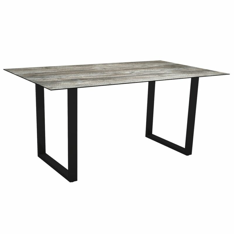 Stern Kufentisch, Gestell schwarz matt, Tischplatte HPL Tundra Grau, Tischgröße: 160x90 cm