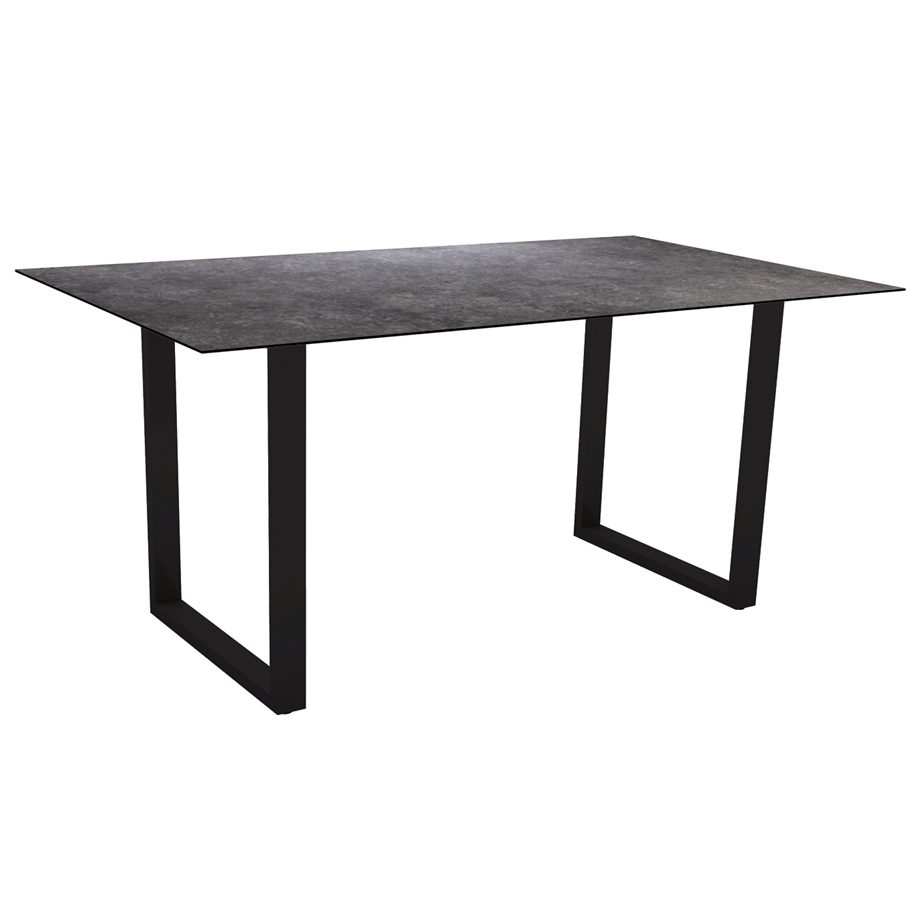Stern Kufentisch, Gestell schwarz matt, Tischplatte HPL Vintage Grau, Tischgröße: 160x90 cm