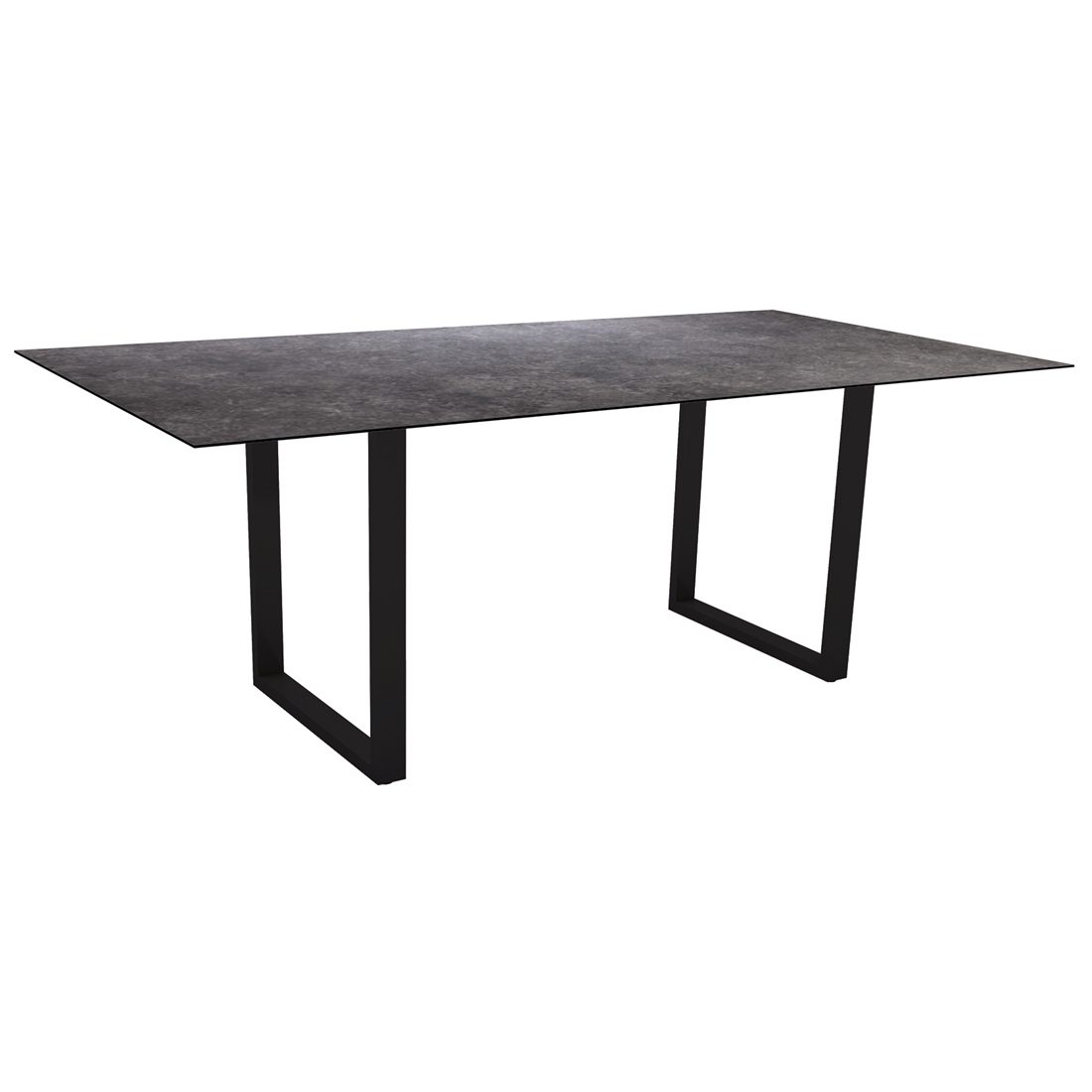 Stern Kufentisch, Gestell schwarz matt, Tischplatte HPL Vintage Grau, Tischgröße: 200x100 cm