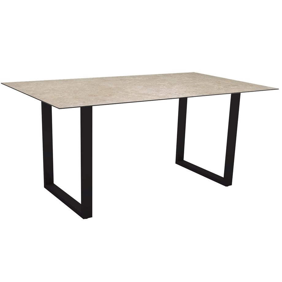 Stern Kufentisch, Gestell schwarz matt, Tischplatte HPL Vintage Shell, Tischgröße: 160x90 cm