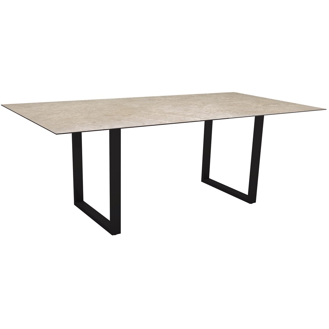 Stern Kufentisch, Gestell schwarz matt, Tischplatte HPL Vintage Shell, Tischgröße: 200x100 cm