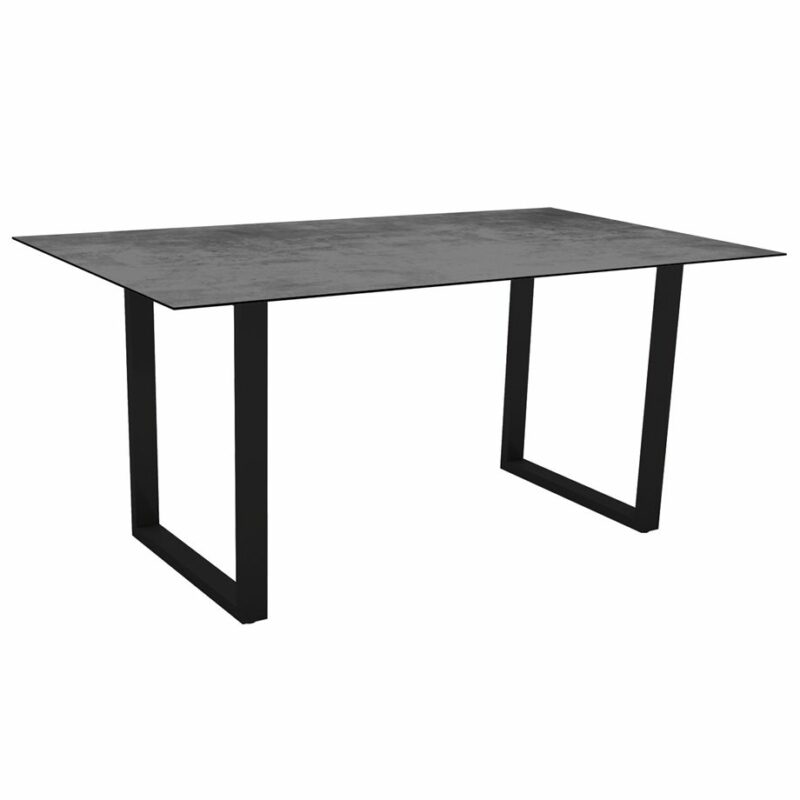 Stern Kufentisch, Gestell schwarz matt, Tischplatte HPL Zement, Tischgröße: 160x90 cm