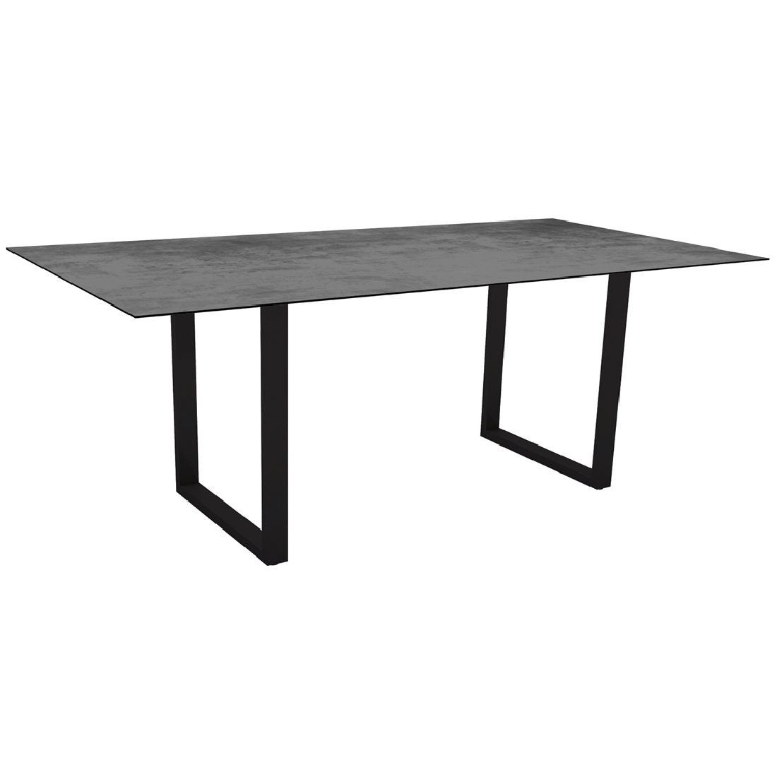 Stern Kufentisch, Gestell schwarz matt, Tischplatte HPL Zement, Tischgröße: 200x100 cm