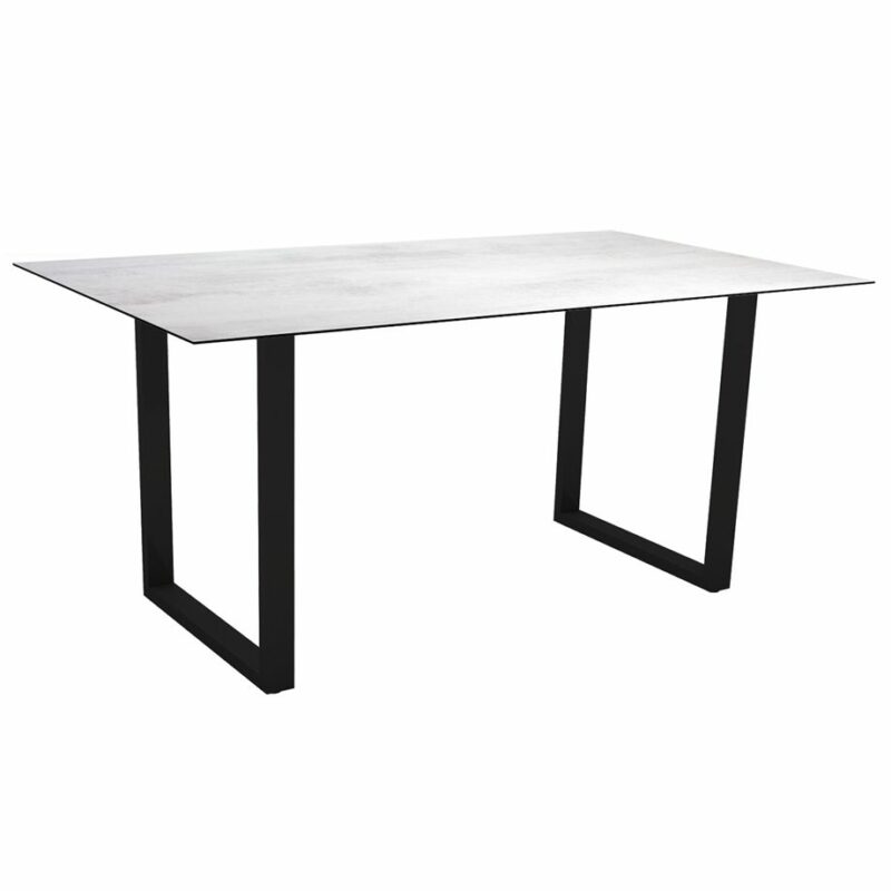 Stern Kufentisch, Gestell schwarz matt, Tischplatte HPL Zement hell, Tischgröße: 160x90 cm