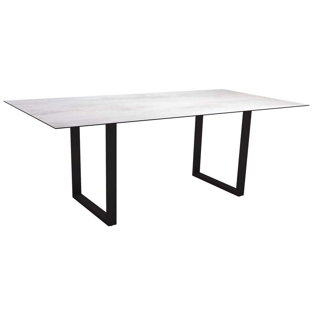 Stern Kufentisch, Gestell schwarz matt, Tischplatte HPL Zement hell, Tischgröße: 200x100 cm