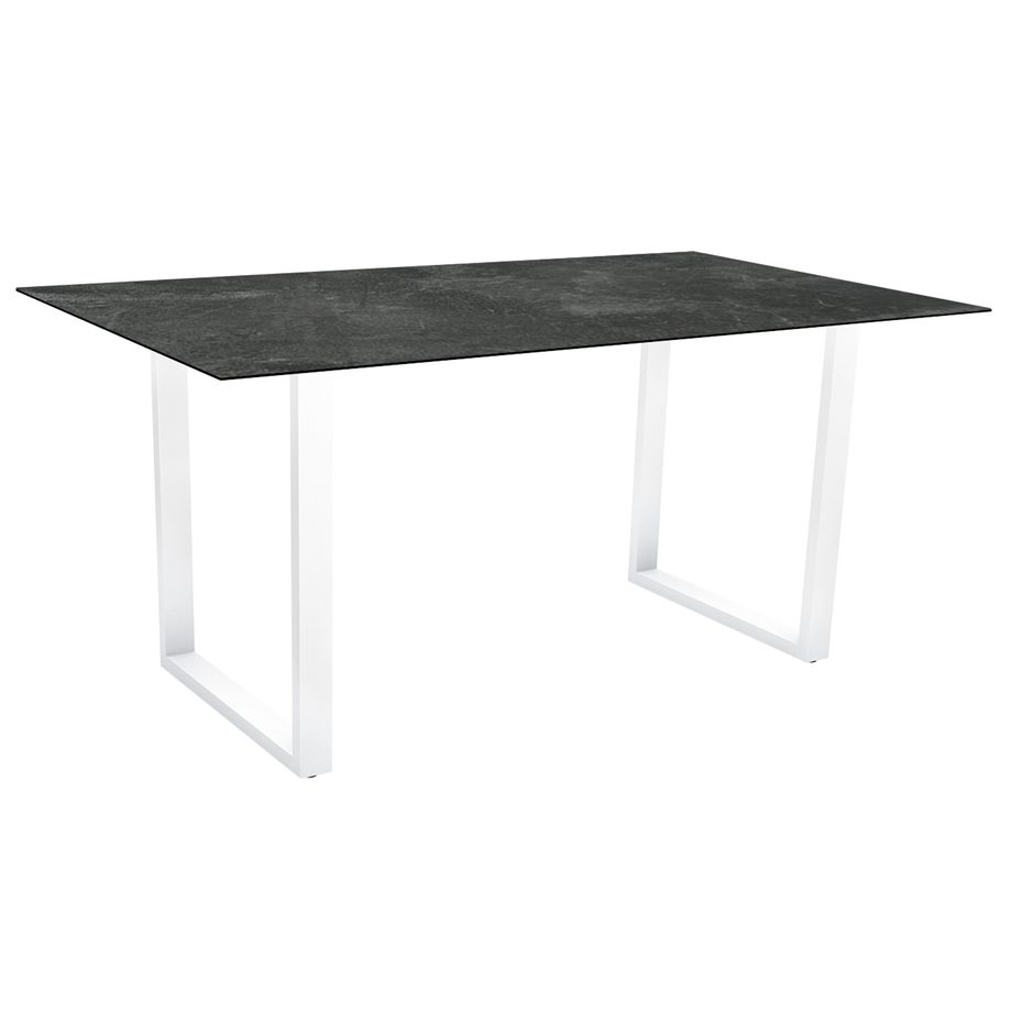 Stern Kufentisch, Gestell weiß, Tischplatte HPL Slate, Tischgröße: 160x90 cm