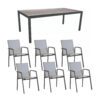 Stern Gartenmöbel-Set mit Stuhl "New Top“ und Gartentisch Aluminium/HPL, Gestelle Aluminium anthrazit, Sitz Textil silber, Tischplatte HPL Smoky