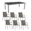 Stern Gartenmöbel-Set mit Stuhl "New Top“ und Gartentisch Aluminium/HPL, Gestelle Aluminium graphit, Sitz Textil silbergrau, Tischplatte HPL Slate