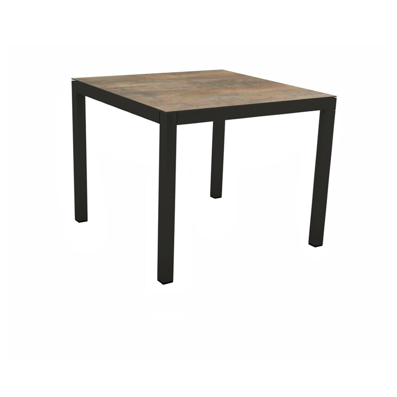Stern Gartentisch, Gestell Aluminium schwarz matt, Tischplatte HPL Ferro, 80x80 cm