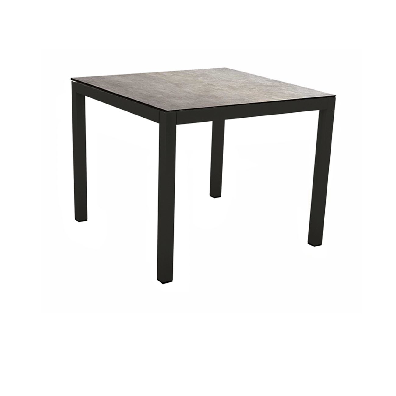 Stern Gartentisch, Gestell Aluminium schwarz matt, Tischplatte HPL Metallic Grau, 80x80 cm