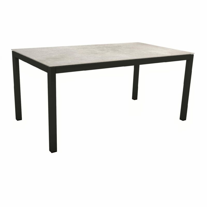 Stern Tischsystem, Gestell Aluminium schwarz matt, Tischplatte Dekton Lava hellgrau, 160x90 cm