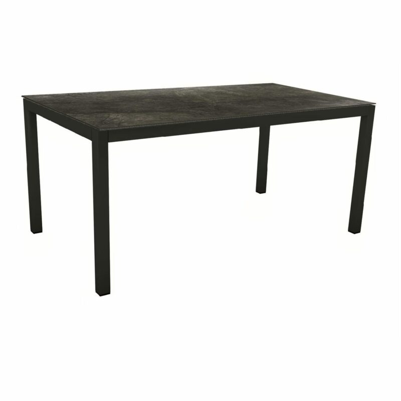 Stern Gartentisch, Gestell Aluminium schwarz matt, Tischplatte HPL Dark Marble, 130x80 cm