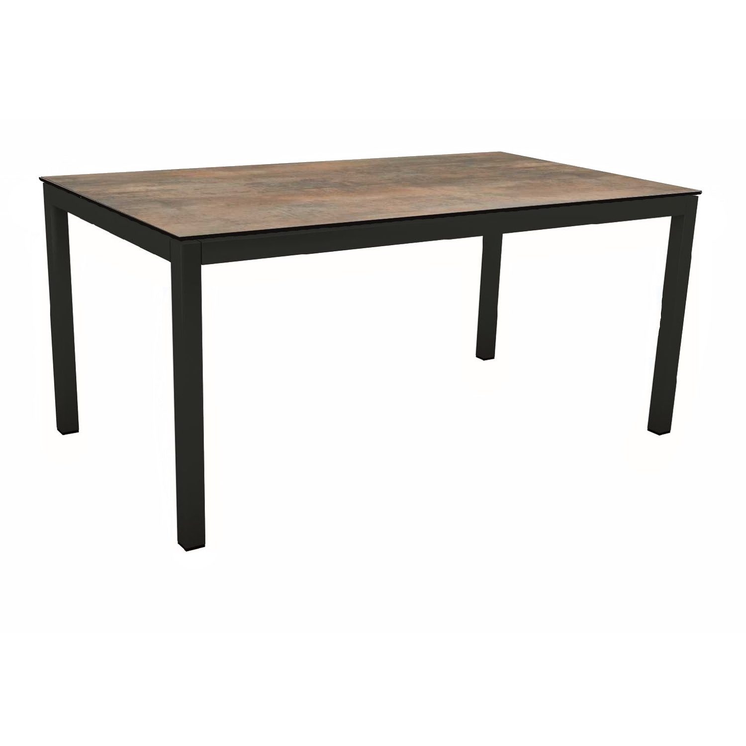 Stern Gartentisch, Gestell Aluminium schwarz matt, Tischplatte HPL Ferro, 130x80 cm
