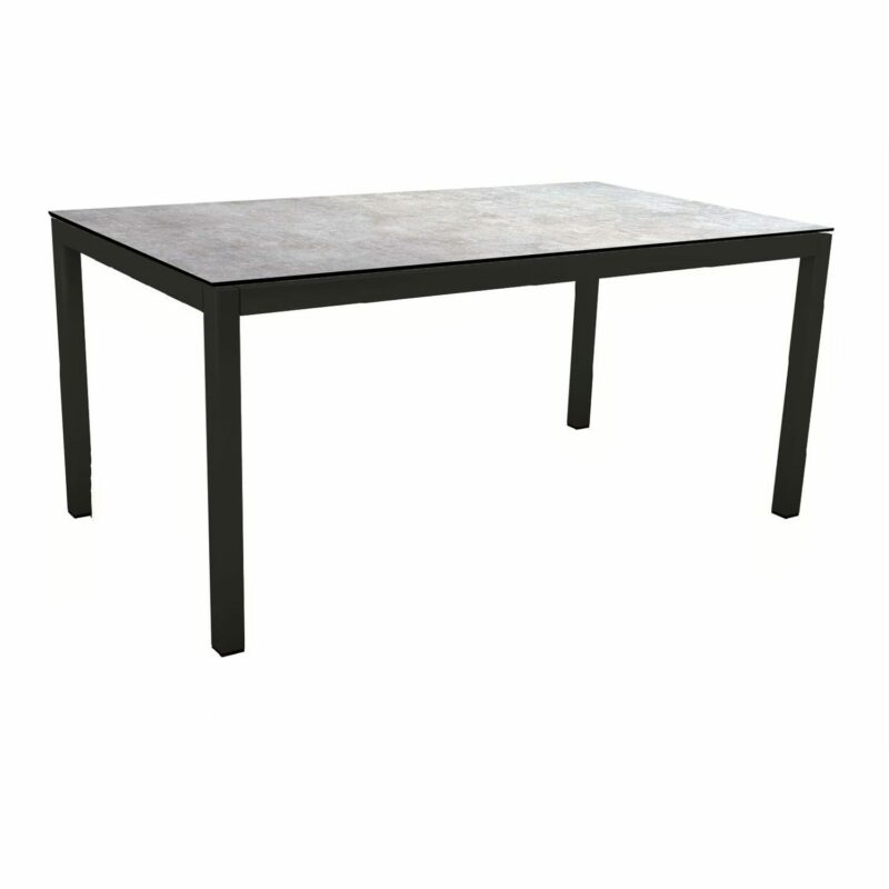 Stern Gartentisch, Gestell Aluminium schwarz matt, Tischplatte HPL Metallic Grau, 130x80 cm