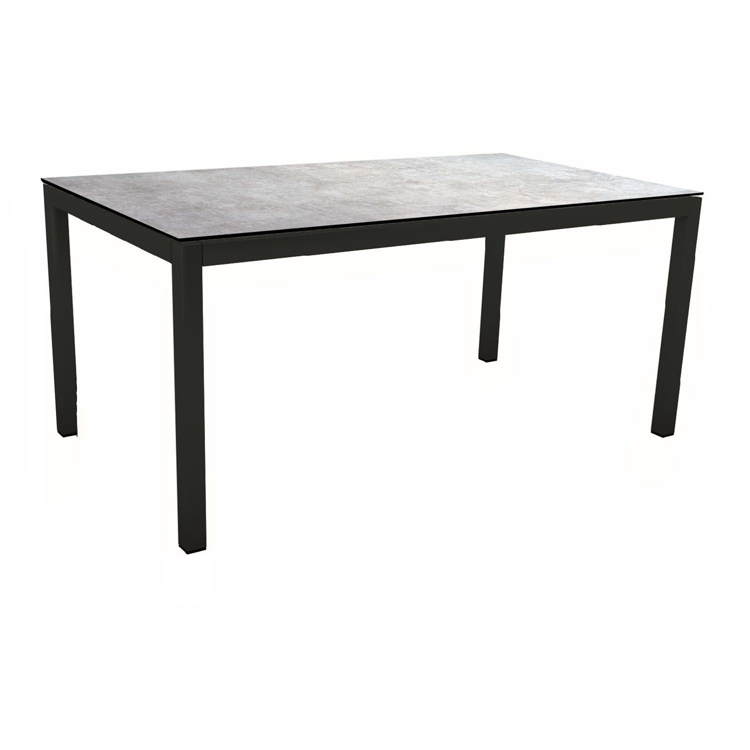 Stern Gartentisch, Gestell Aluminium schwarz matt, Tischplatte HPL Metallic Grau, 130x80 cm