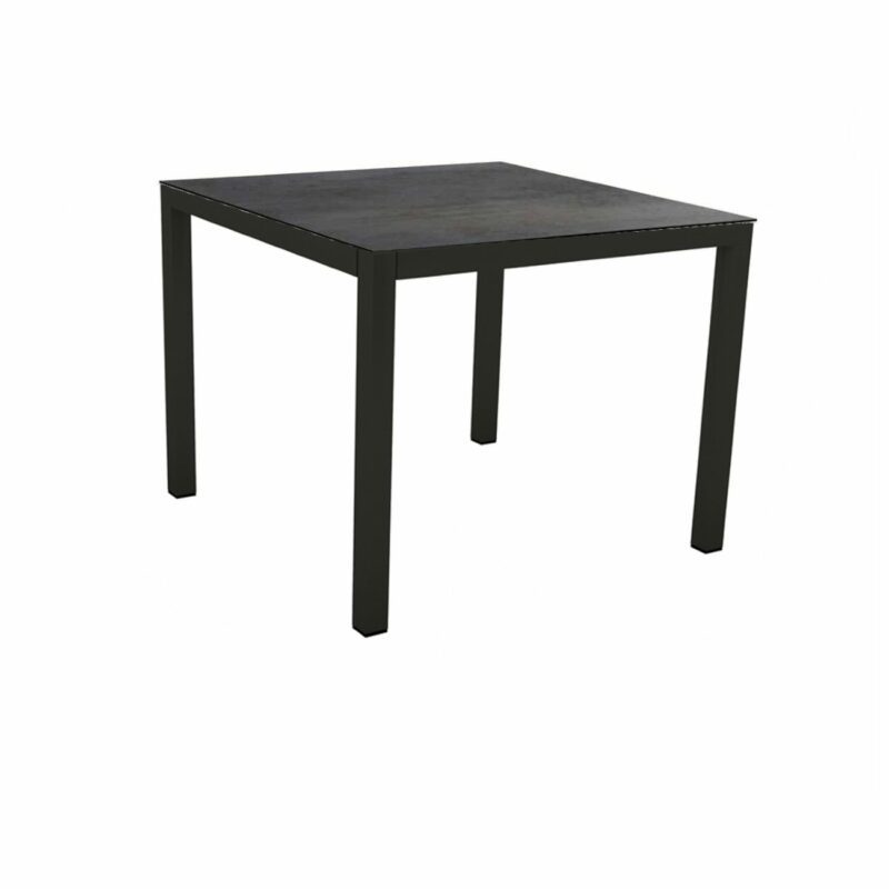 Stern Gartentisch, Gestell Aluminium schwarz matt, Tischplatte HPL Nitro, 80x80 cm
