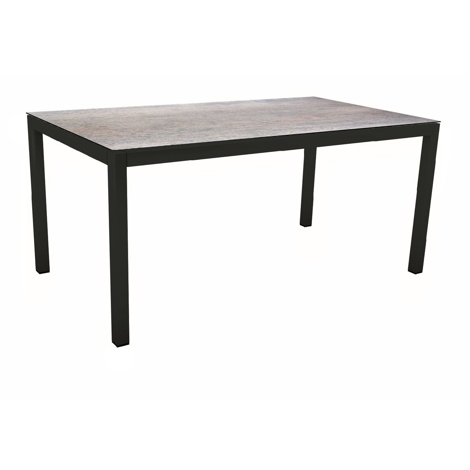 Stern Gartentisch, Gestell Aluminium schwarz matt, Tischplatte HPL Smoky, 130x80 cm