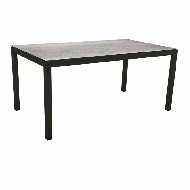 Stern Gartentisch, Gestell Aluminium schwarz matt, Tischplatte HPL Smoky, 160x90 cm