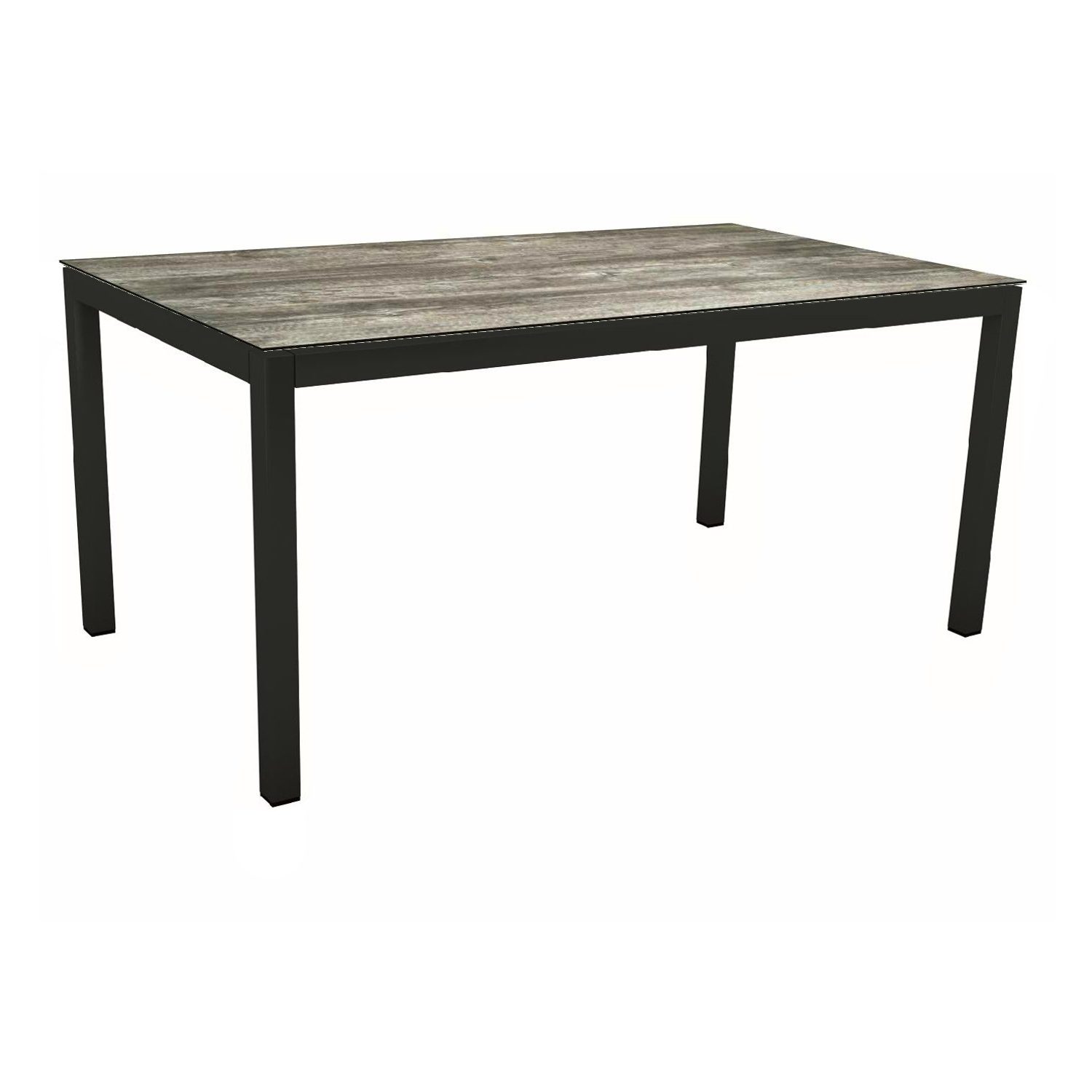Stern Gartentisch, Gestell Aluminium schwarz matt, Tischplatte HPL Tundra Grau, 130x80 cm