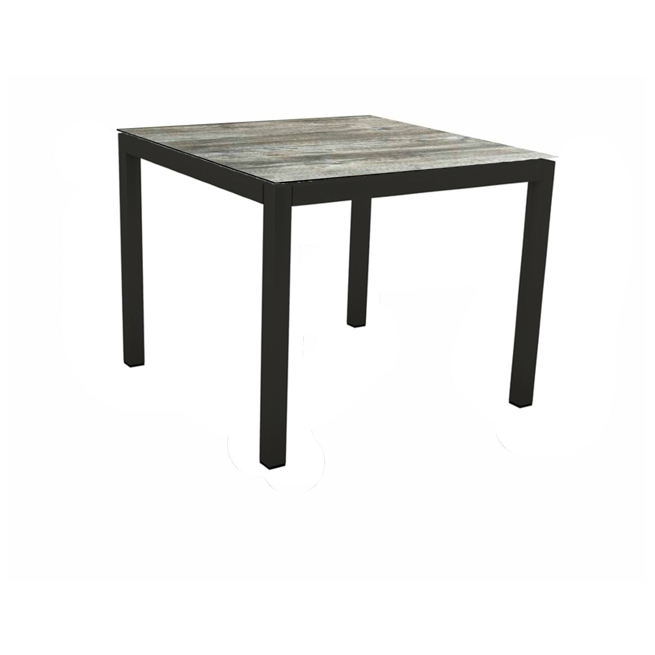 Stern Gartentisch, Gestell Aluminium schwarz matt, Tischplatte HPL Tundra Grau, 90x90 cm