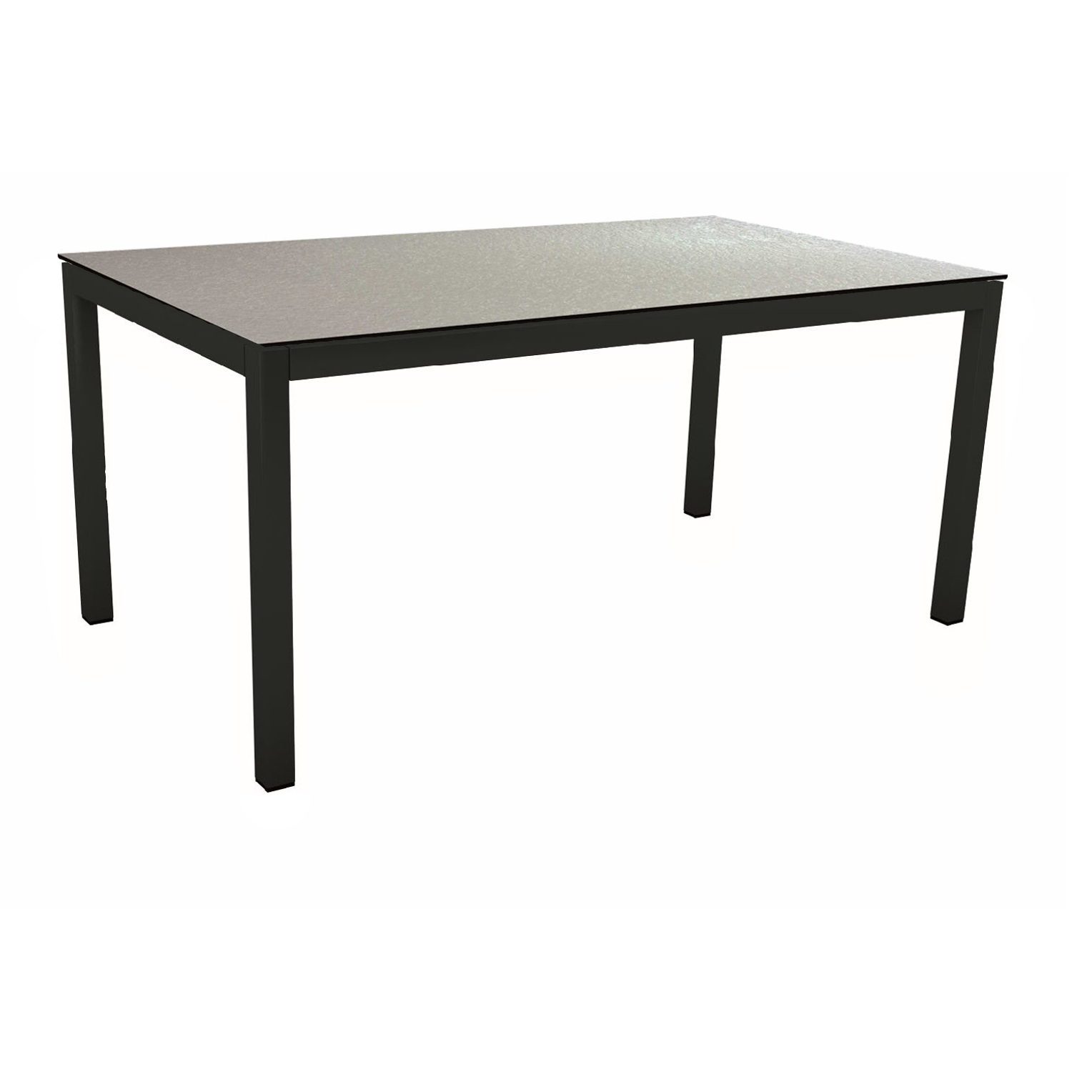 Stern Gartentisch, Gestell Aluminium schwarz matt, Tischplatte HPL Uni Grau, 130x80 cm