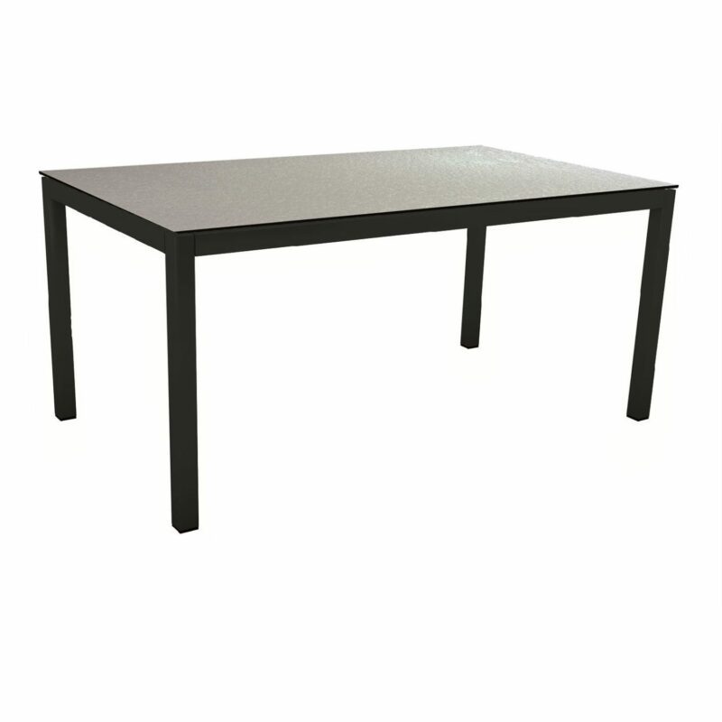 Stern Gartentisch, Gestell Aluminium schwarz matt, Tischplatte HPL Uni Grau, 160x90 cm