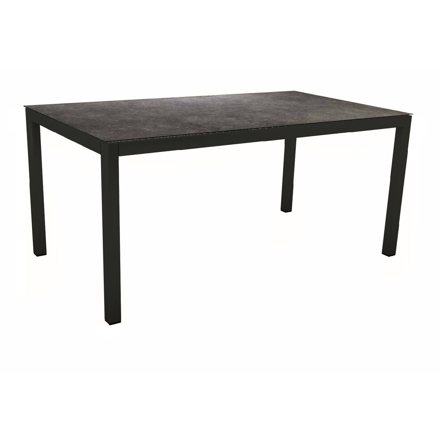 Stern Gartentisch, Gestell Aluminium schwarz matt, Tischplatte HPL Vintage Grau, 130x80 cm