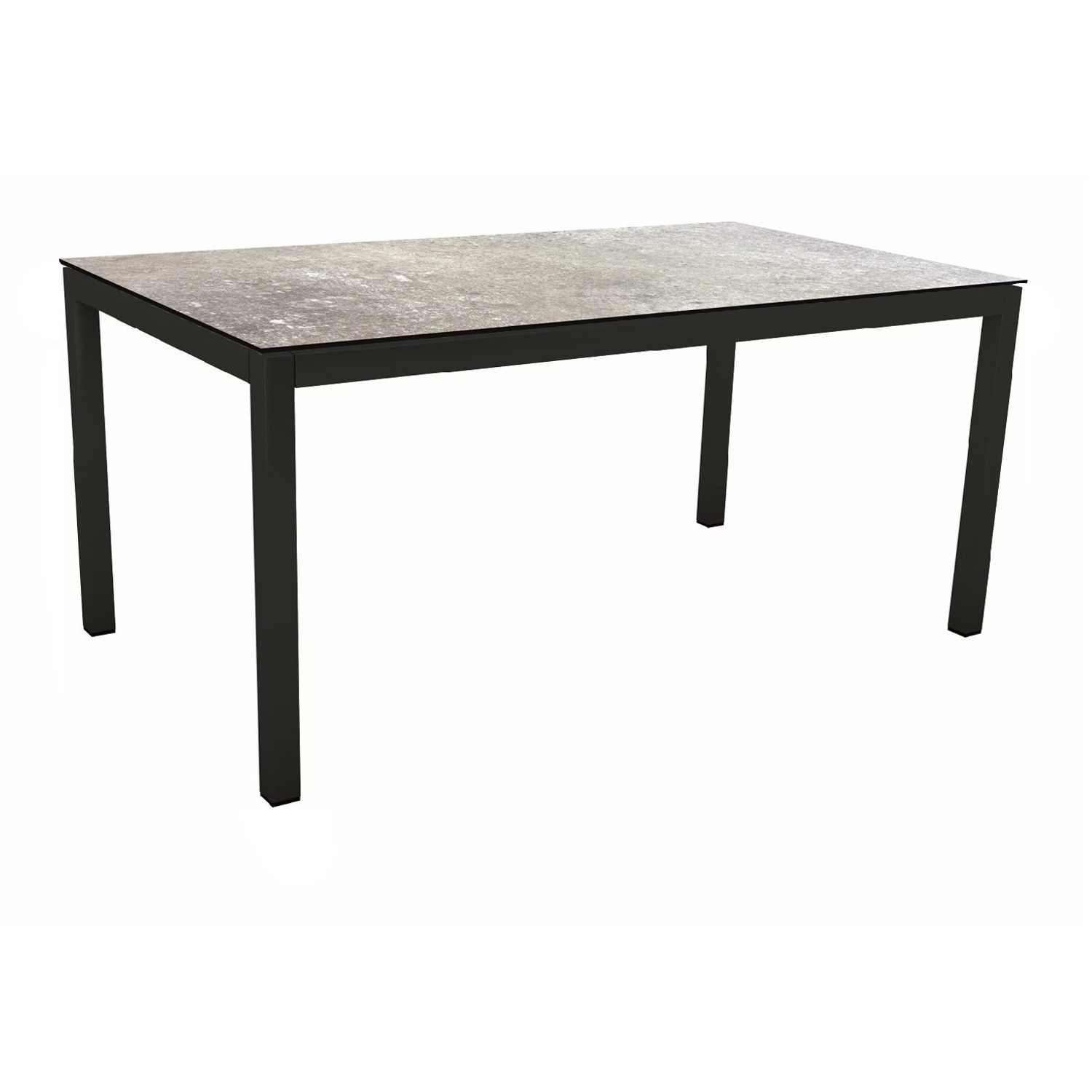 Stern Gartentisch, Gestell Aluminium schwarz matt, Tischplatte HPL Vintage Stone, 130x80 cm