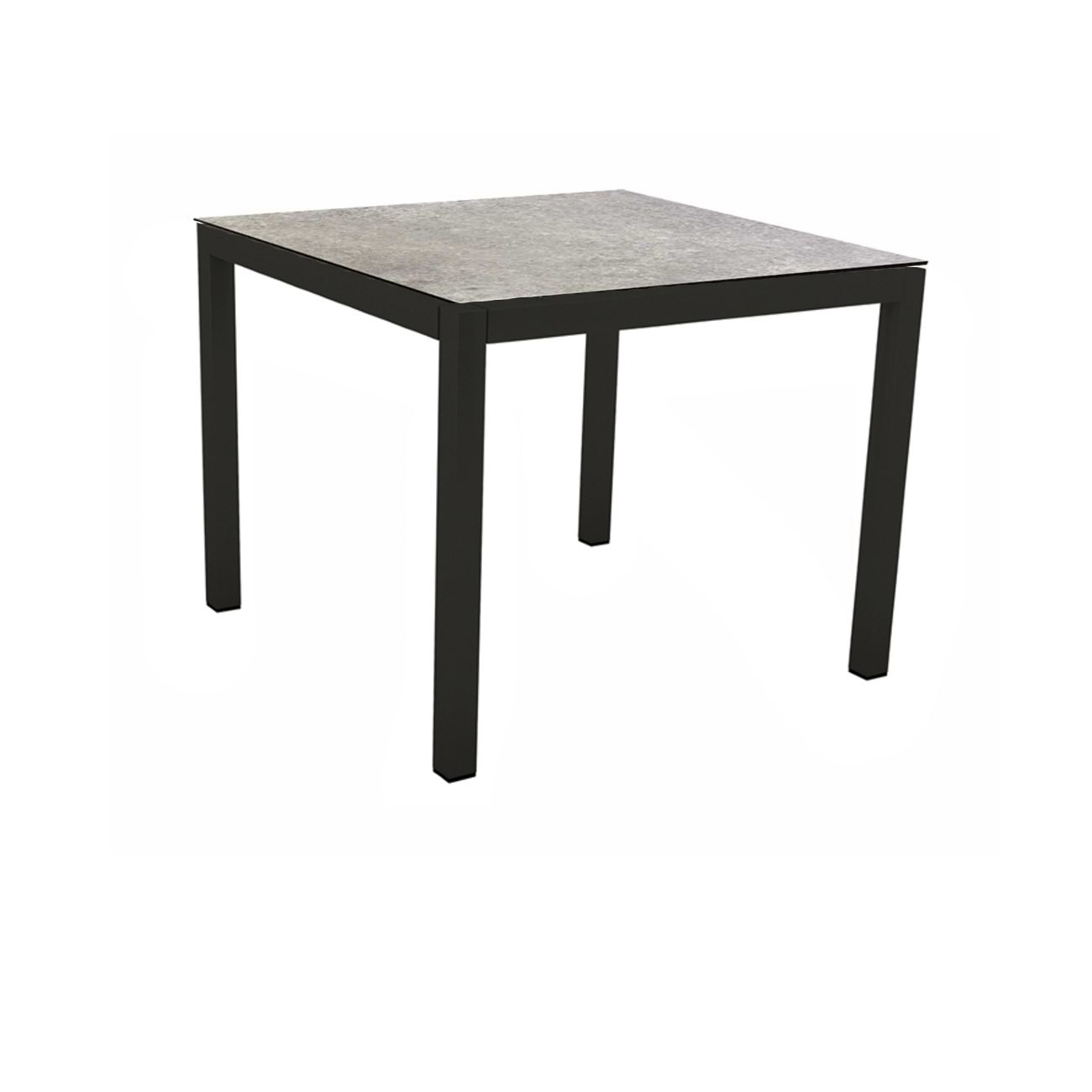 Stern Gartentisch, Gestell Aluminium schwarz matt, Tischplatte HPL Vintage Stone, 80x80 cm