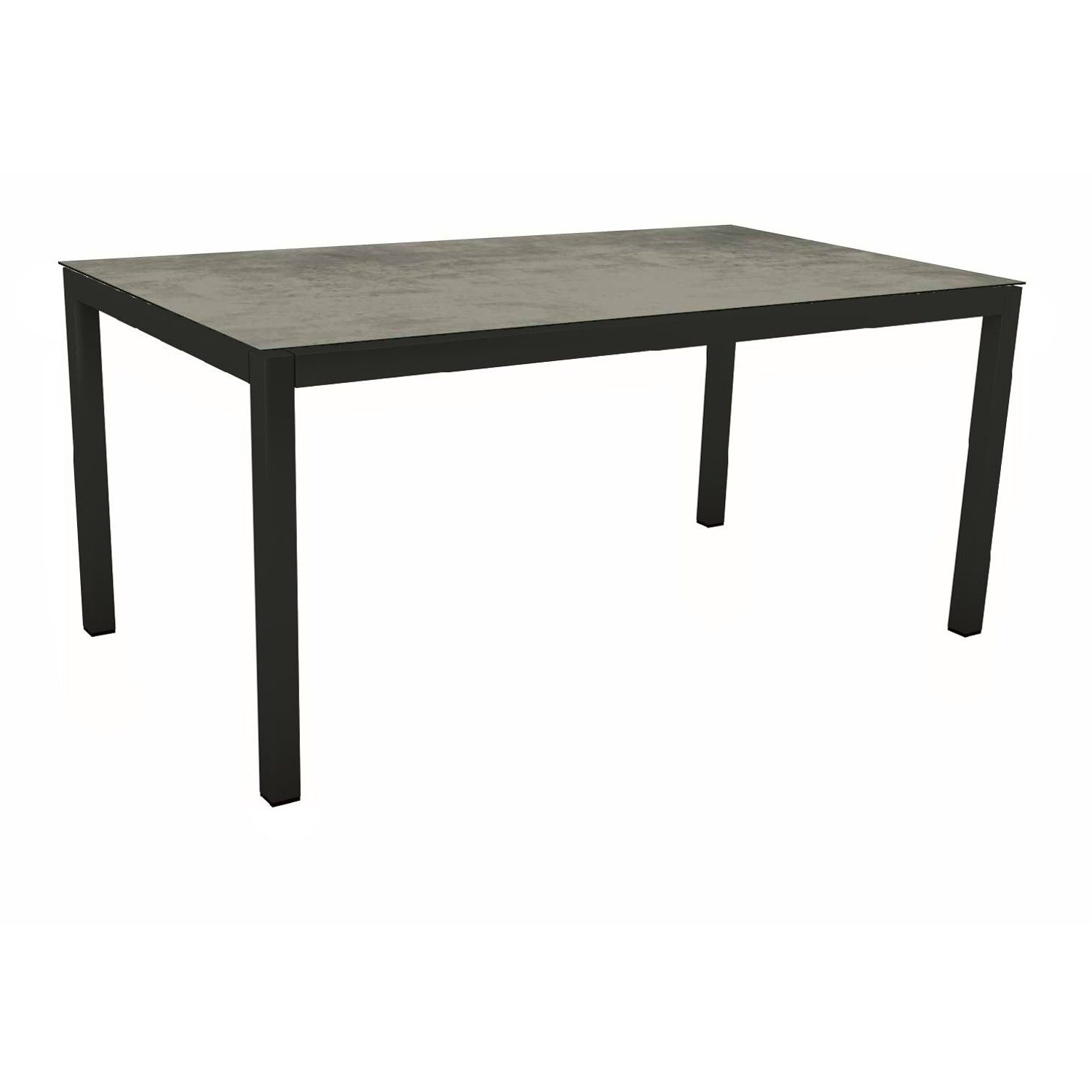 Stern Gartentisch, Gestell Aluminium schwarz matt, Tischplatte HPL Zement, 130x80 cm