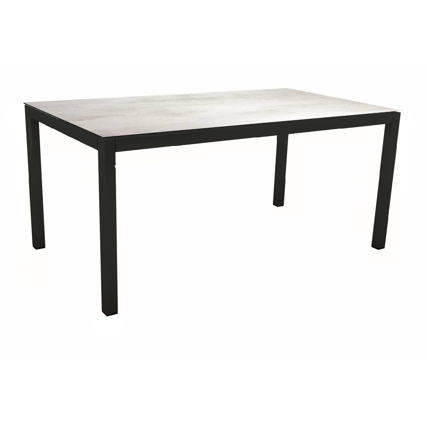 Stern Gartentisch, Gestell Aluminium schwarz matt, Tischplatte HPL Zement hell, 160x90 cm