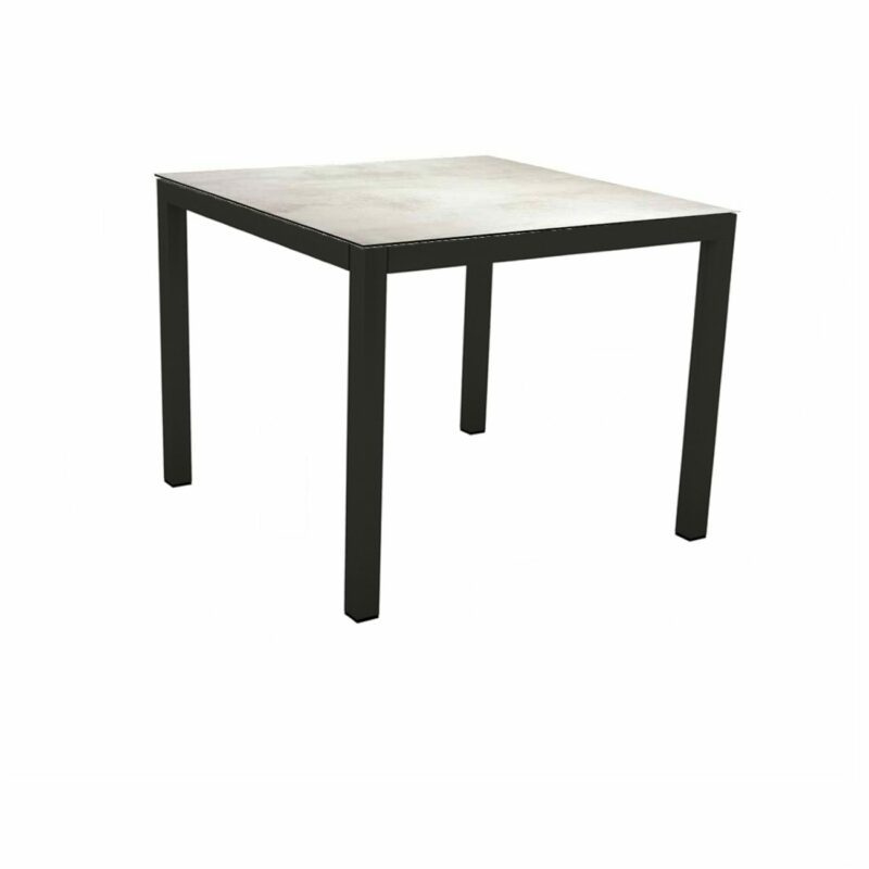 Stern Gartentisch, Gestell Aluminium schwarz matt, Tischplatte HPL Zement hell, 80x80 cm