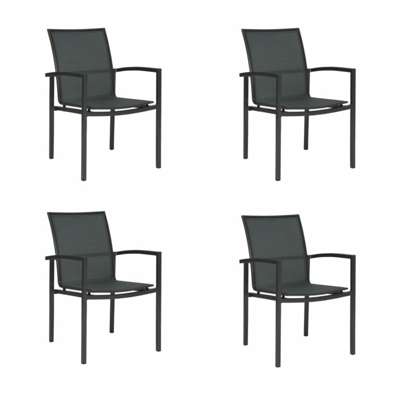 Stern "Skelby" Stapelsessel 4er-Set, Gestell Aluminium anthrazit, Sitzfläche Textilgewebe karbon