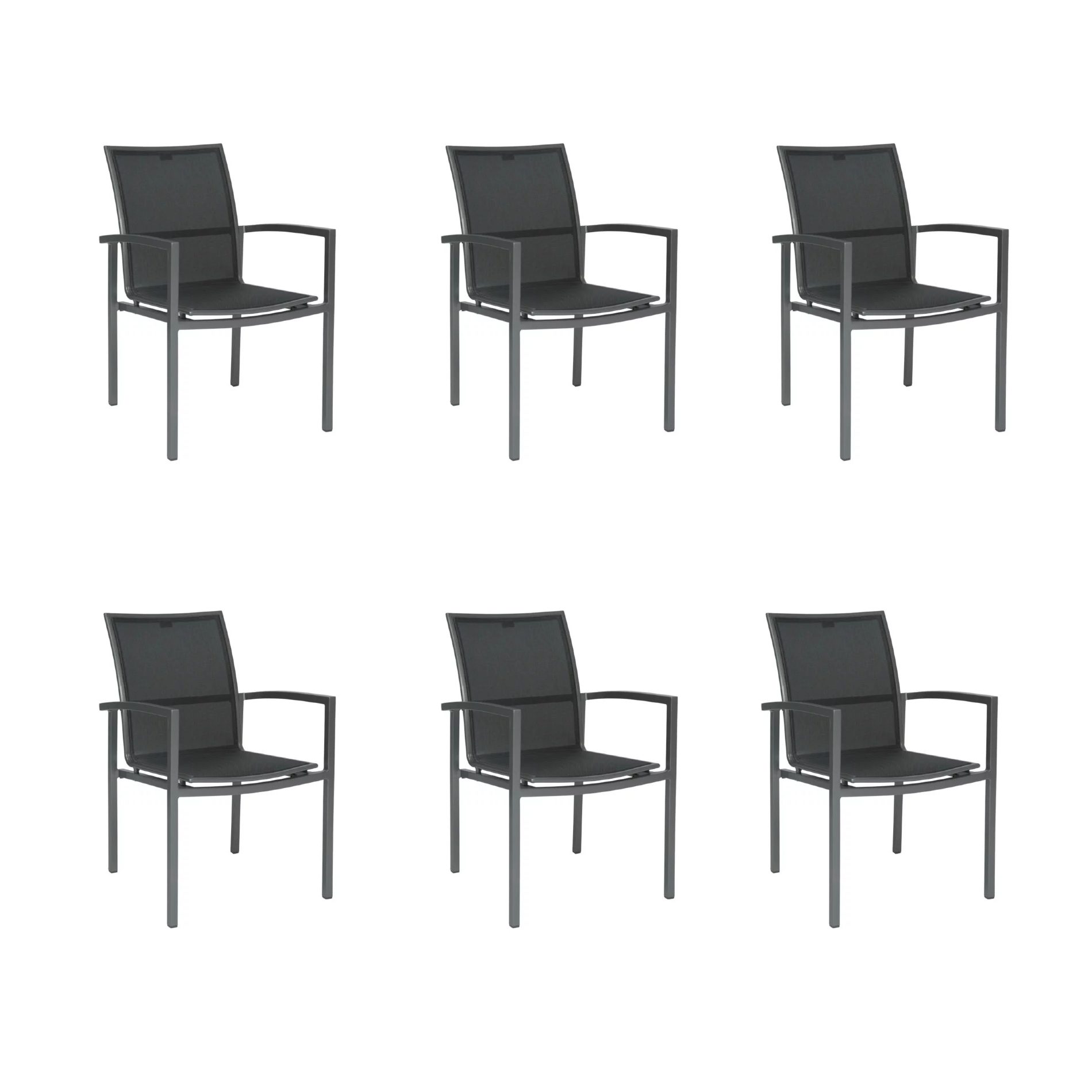 Stern "Skelby" Stapelsessel 6er-Set, Gestell Aluminium graphit, Sitzfläche Textilgewebe silbergrau