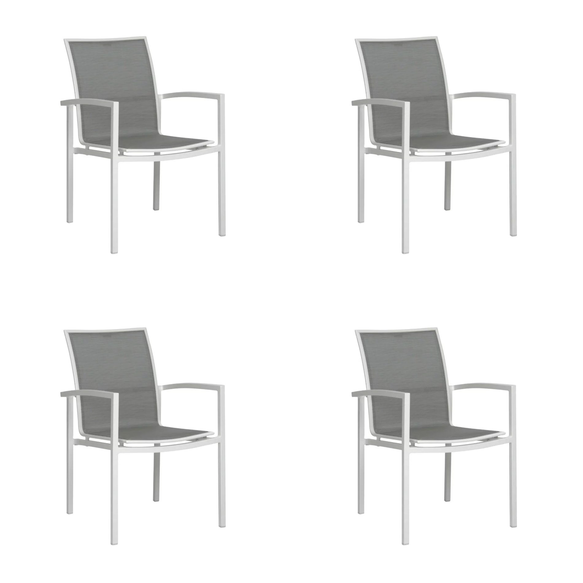 Stern "Skelby" Stapelsessel 4er-Set, Gestell Aluminium weiß, Sitzfläche Textilgewebe silber