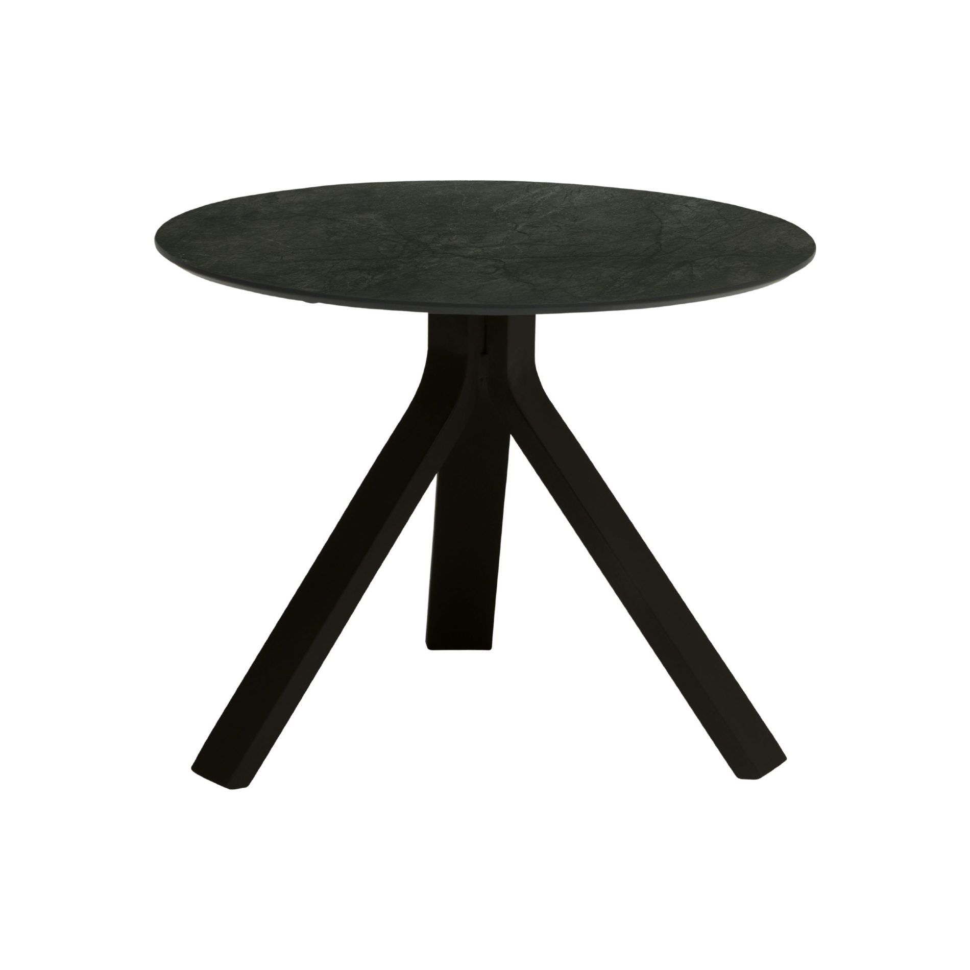 Stern "Freddie" Beistelltisch, Gestell Aluminium schwarz matt, Tischplatte HPL Dark Marble, Ø 55 cm, Höhe 43 cm