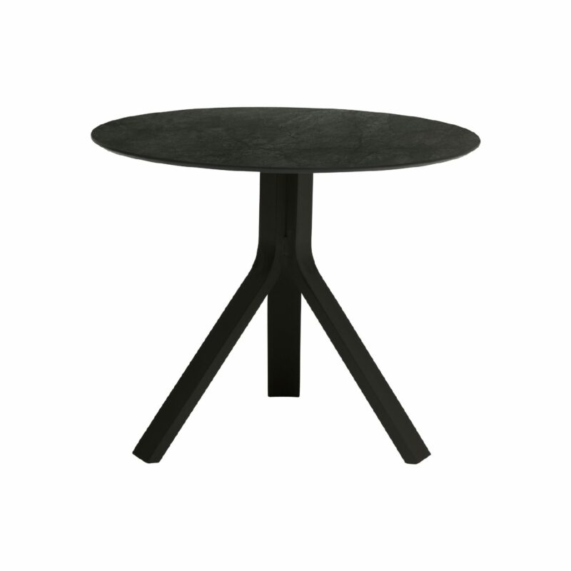 Stern "Freddie" Beistelltisch, Gestell Aluminium schwarz matt, Tischplatte HPL Dark Marble, Ø 65 cm, Höhe 53 cm